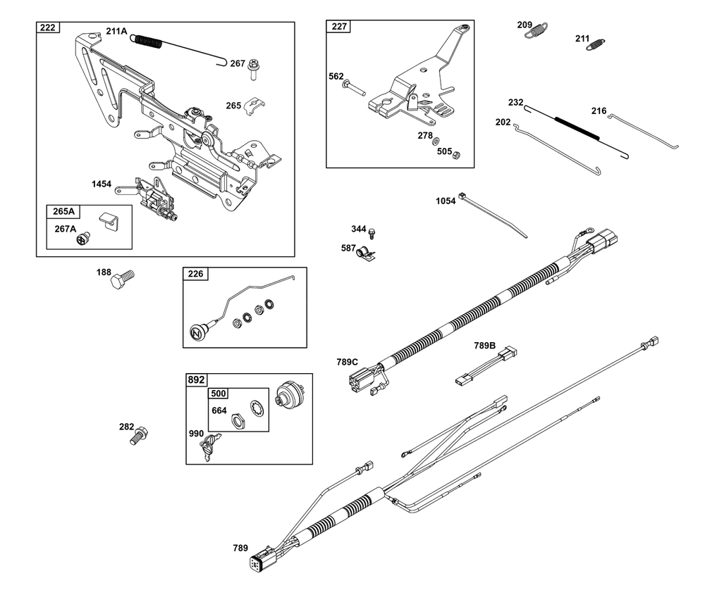 Controls Group Diagram and Parts List for 611477-1238-J1  Briggs and Stratton Engine